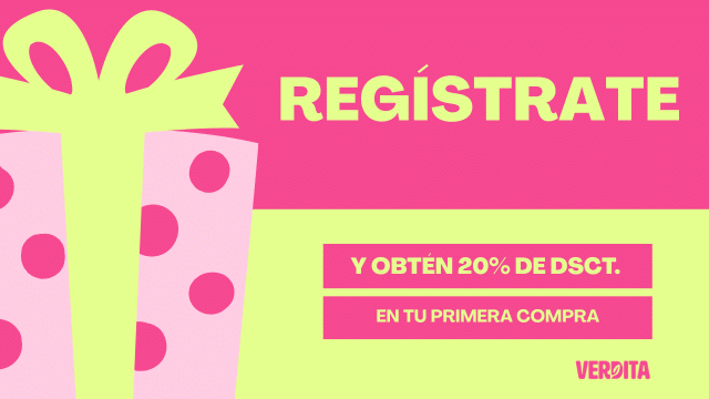 registrate y obten 20% de descuento en tu primera compra con tus productos naturales favoritos Verdita