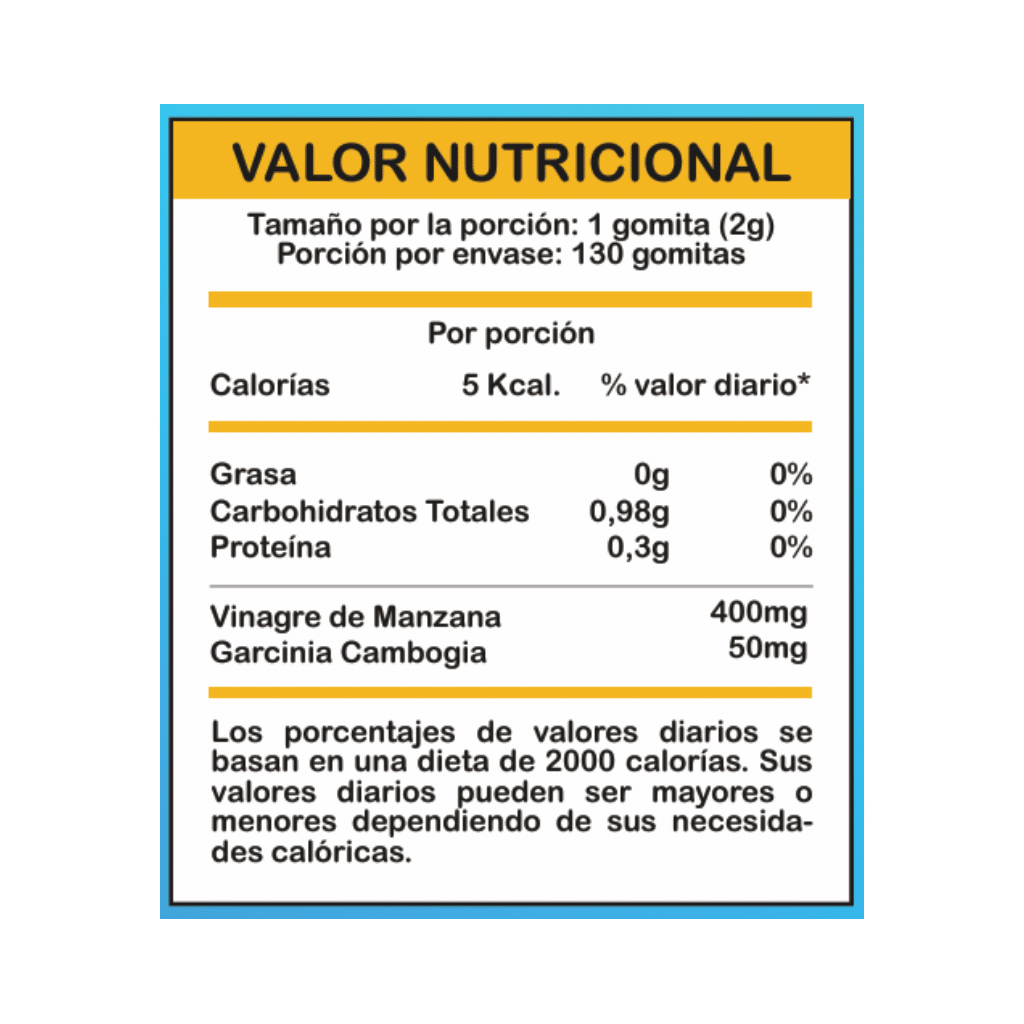 valor nutricional gomitas vinagre de manzana